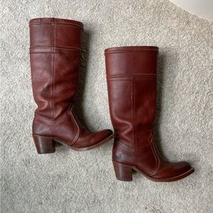 Brown Leather Knee-High Boots
